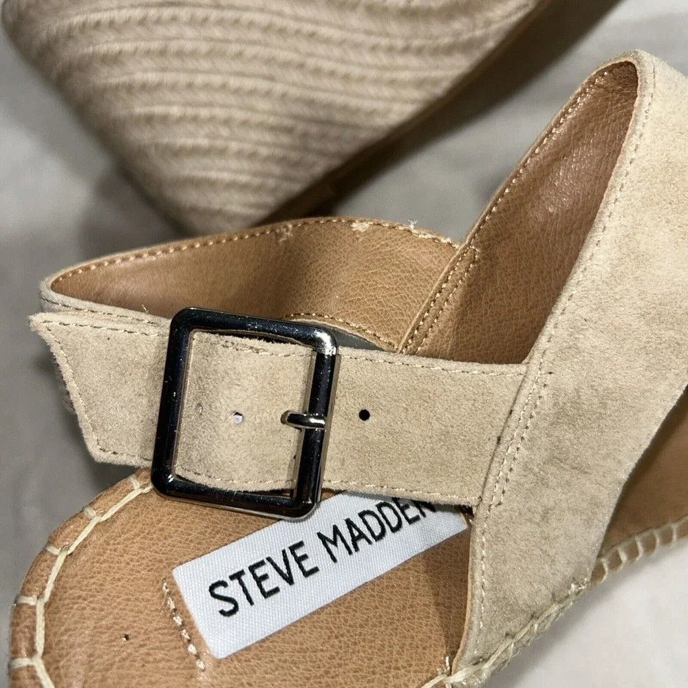 Steve Madden‎ Women's Upstage Wedge Sandal, Tan Suede, Size 10